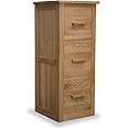 Ramece Arden Solid Oak Three Drawer Filing Cabinet - Home Office Furniture - Solid Wood Lockable Storage Drawers For Suspension Files - Fully Assembled - 109 x 46 x 45 cm