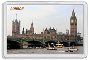 AWS Aimant en PVC rigide Londres Angleterre Souvenir Gadget London England aimant Fridge Magnet de réfrigérateur en plastique dur avec image photo Big Ben et Parlement City Metropoles