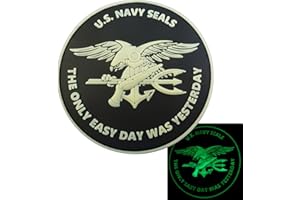 2AFTER1 Glow Dark US Navy Seals The Only Easy Day was Yesterday DEVGRU Morale PVC Fastener Patch
