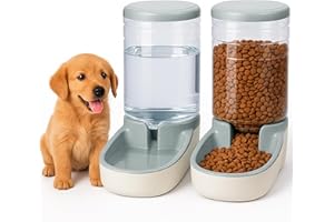 Edipets, Dispensador para Gatos y Perros, Comida y Agua, Pack 2 Unidades, Automático, 3.8 L c/u, Comedero, Alimentador y Bebedero para Mascotas (Gris)