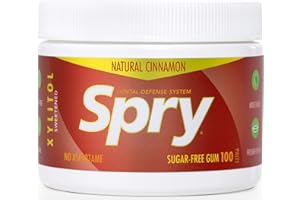 Spry Fresh Natural Xylitol Chewing Gum Dental Defense System - Aspartame-Free, Sugar-Free, Non-GMO, Gluten-Free (Cinnamon, 100 Count - Pack of 1)