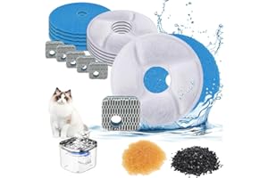 Fauxpont Filtros Fuente Gatos 6 Piezas, Filtros de Repuesto para Fuente de Gatos, con Resina & Carbón Activo, Ttriple Filtración, Mantenga el Agua Limpia (6 Filtros)