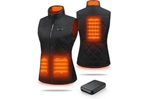 HEWINZE Women's Heated Quilted Gilet - Electric Dual-Control Heating Padded Vest with 7.4V Battery Pack