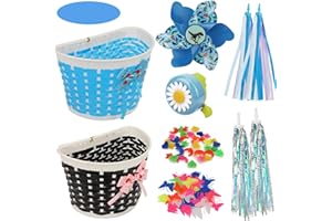 QKURT Decorazione per Biciclette, Cestino Bici per Bambini/Decorazioni di Perline di Raggi di Biciclette/Streamer per mulini a Vento per Bici/Bici Bell/Girandola Manubrio Bici per Bici da Bambina
