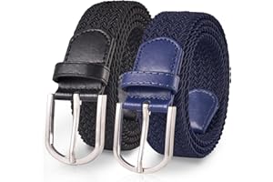 TANGCHAO 2 sztuki elastycznych pasków materiałowych, pleciony pasek dla kobiet i mężczyzn, szerokość 3,3 cm, długość regulowana, pasuje od 90 cm do 135 cm, dostępny w różnych kolorach