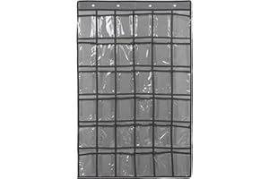 SAVORLIVING Organizer da Parete con 36 Tasche, Portaoggetti da Parete, Ideale per Classi, per Riporre Calcolatrici e Cellulari, Borsa portaoggetti da appendere con 4 Ganci in Metallo, grigio