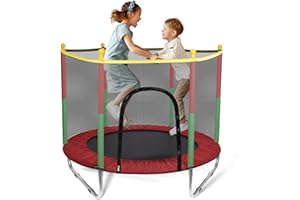 ‎SINBIDE Sinbide Kindertrampolin 140cm mit Sicherheitsnetz Indoor und Outdoor Kinder-Lawinen-Trampolin Robuste Sprungmatte Rundes Gartentrampolin mit Randabdeckung mit Leiter Belastbarkeit 220 kg