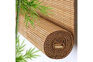 X1NGFU Tenda A Rullo in bambù Naturale,Tende Avvolgibili Traspiranti,Tende da Finestra per Esterni,Veneziane per Finestre,Colore Carbonizzato,per Giardino/Veranda,Personalizzate (80x120cm/32x47in)
