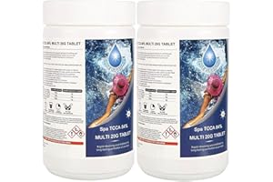 SHATCHI 2 Kg (100 x 20g) Multifunctional Chlorine Tablets for Hot Tubs, All in One (Sanitiser, Stabiliser, Algaecide and Clarifier) Slow Release Dispenser Tablets for Swimming Pools, Spas Water Pool Cleaning