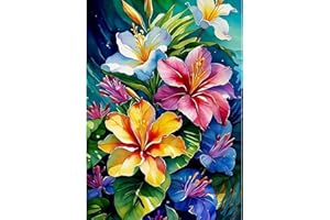 DOMROM Fleurs Diamond Painting Kit Adulte, Coloré 5D Diamant Painting Complet Ronde Diamond Peinture Art Images, DIY Strass Point de Croix Peinture Débutant pour Murale Maison Décoration 30x40cm