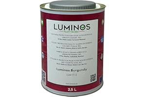 SOLRAC COATINGS Luminos LUM1112 - BURGUNDY- Lasur al Agua basado en Biopolimeros. Protector Para Madera Exterior - Borgoña 2.5L