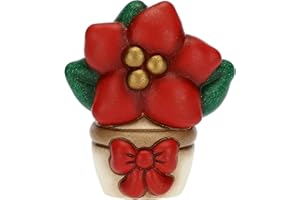 THUN - Soprammobile Vasetto con Stella di Natale in Ceramica Decorata a Mano, Versione Mini - Idea Regalo Natale 2022 - 4.8x3.2x5.5 cm h