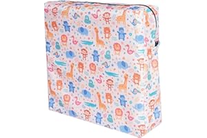 ROSELEY Washable Children Dining Chair Booster with Straps Kids Seating Cushion Removable Waterproof Cover Toddlers Mealtime Seating Pad High Chair Firm Support (Savanna Animals)