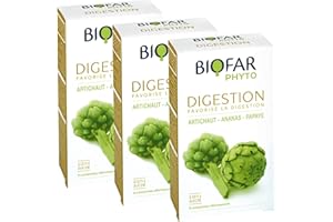 BIOFAR PHYTO DIGESTION -Favorise la Digestion-Extraits frais concentrés:Artichaut, Ananas, Papaye, Fructo-Oligosaccharides, Inuline-Sans Sucres ni Colorant Artificiel-Lot de 24 comprimés effervescents