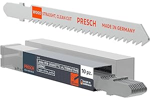 Presch Lame seghetto alternativo Legno 10 pz. - Taglio molto pulito e dritto (3-30mm) - Codolo a T di lunga durata, lame per tutti i seghetti alternativi - Lame per pannelli di truciolato