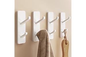 susswiff 4 Stück Handtuchhalter Ohne Bohren Weiß,Klebehaken Extra Stark Für Bad Küche, Wandhaken Selbstklebende Haken Als Handtuchhaken, Aufhänger Für Handtücher,Badezimmer Handtuchhalter Zum Kleben