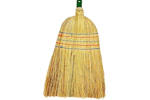 Peggy Perfect - Hochwertiger Strohbesen, Reisstrohbesen mit 5-facher Naht, Buchenholzstiel und extra dickem Reisstrohbesatz. Gesamtgröße 141x34x5cm. Naturprodukt aus nachhaltigen Materialien.