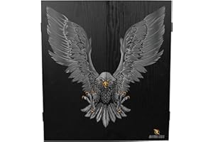 RUTHLESS Gabinete de tablero de dardos | Almacenamiento profesional de diana cuadrado negro resistente