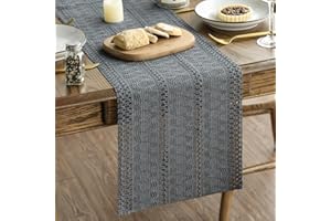 Artoid Mode Bauernhaus Baumwollflachs Makramee Grau Tischläufer 30x183 cm, Küche Tisch Geburtstag Dekoration Drinnen Urlaub Party Dekor