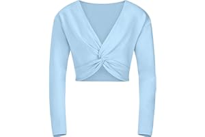 tanzmuster ® Ballettjacke Mädchen Langarm - Mia - aus wunderbar weichem Baumwollstoff - Top zum Reinschlüpfen fürs Kinder Ballett