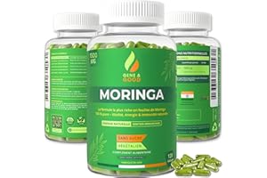 Gene & Good® Moringa Oleifera – 120 Gélules Végétales – 1500 mg par Portion – Poudre de Feuilles Premium d’Inde – Complément Alimentaire Naturel, Sans Additifs