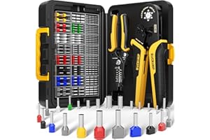 DxCRIMP Jeu de Pince à Sertir Cosse Electrique, Hexagonale Pinces à Sertir - avec 24 Sortes Embouts de Câble Jumelés Isolés et Non Isolés, Pince à Sertir Cosses 0,25-10mm²,Outillage Electricien