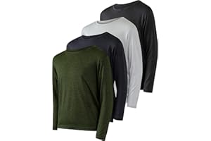 REAL ESSENTIALS 4 Pack: Youth Dry-Fit Moisture Wicking Active Athletic Performance Long-Sleeve T-Shirt Boys & Girls