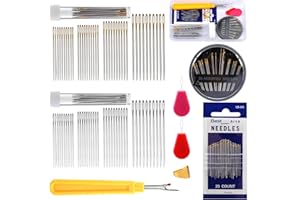 ENCHOL 137Pcs Sewing Needles Set, Assorted Needles for Sewing, Large Eye Hand Sewing Needles, Embroidery Needles with Needle Threaders for Hand Sewing Art Crafts with Stitch Remover Thimble, Needle Bottle