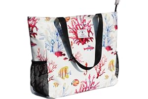 ESVAN LARGE BEACH BAG Water Resistant Lightweight 20 inch Women Oversize Tote Bag for Gym Beach Travel Pool Yoga Nurse