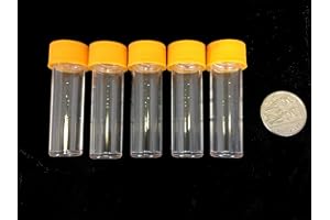 CONSUMABLES DIRECT 5ml plastic test tubes vials sample containers powder craft with orange screw caps (10)