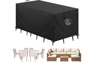 Aujink Funda Mesa Exterior Impermeable, Funda para Muebles de Jardín, Cubierta para Muebles de Jardin Tela Oxford 420D Anti Viento Anti UV Funda Protectora Mesa Exterior, Negro,125x63x74cm