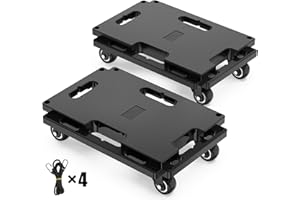 SOLEJAZZ Moving Furniture Dolly Connectable, 136KG Capacity Piano Moving Dolly, Heavy Duty 4 Wheel Moving Cart for Moving Heavy Furniture, Black, 2 Pack