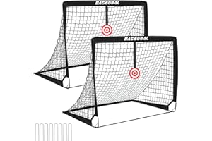 BASEGOAL Cage de Foot, Set de 2 But de Foot Exterieur, Goal de Foot avec Cible Suspendue, But de Foot Exterieur pour Jardin Entrainement Football Cadeau - 120x90x90CM