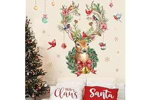 wondever Pegatinas de Pared Navidad Alce Grande Adhesivos Pared Decorativos Ventanas Navidad Cardinal Pájaro Rojo Vinilos Pared Puerta Escaparate Ventanas Decoració De Navidad