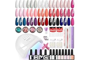 Phoenixy Gel Nail Kit, 48 Effects Gel Nail Polish Set with 48W Manicure Lamp Starter Kit Complete 8ml 16 Colours Nail Polishes Professional Salon Set