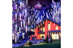 XINBEIYA JLtech Meteor Shower Lights,Falling Rain Lights Waterproof,Icicle Snow String Lights with 11.8 inch 8 Tubes, Christmas Lights for Garden Decoration, Holiday Party Wedding (White)