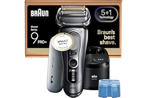 Braun Electric Shavers Series 9 PRO+ Electric Shaver Men, 5+1 Ultra Thin Precision Blades, Wet & Dry Razor for Men, Pro SensoAdapt, Up to 60 min, PowerCase, 6in1 SmartCare Center, 9677CCE, Silver
