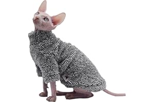 DUOMASUMI Abbigliamento per gatti senza pelo, caldo e spesso, alla moda, con cappuccio, per autunno e inverno, per gatti Sphynx, Devon Rex, gatti della Cornovaglia e gatti di piccola taglia (grigio, XL)