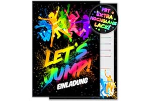 ‎VULAVA 12x Jump Party EINLADUNGSKARTEN KINDERGEBURTSTAG Junge Mädchen - die JUMP-PARTY Karten sind die Trampolin EINLADUNG für Jungen Mädchen Kinder GEBURTSTAG Einladung Jump House HÜPFBURG KINDERPARTY