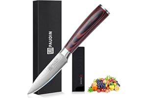 PAUDIN 9 cm Gemüsemesser, Scharf Obstmesser Schälmesser Küchen Messer Ergonomischer Griff Deutscher Edelstahl mit scharfer Klinge