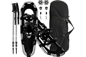 GOPLUS 53/63/76 cm snöskor av aluminiumlegering, 3-i-1 snöskoset med bärväska och justerbara vandringspinnar, bergutrustning vandring för snöskoturer, bergsturer, trekking