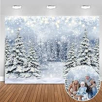 Weihnachts-Fotohintergrund 3x2,4 M – Winter Wald Mit Kiefern, Schnee-Szene Für Fotoshooting