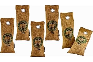 DESECAMEN Carbón Activado Bambú - ¡Pack de 6 sobres de 75g con carbón de bambú 100% biodegradable! - Elimina moho - anti alérgenos y malos olores (bolsas)