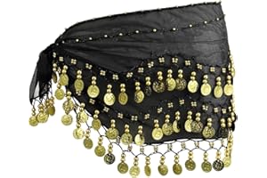 Yuqilin Danza del Ventre Vestito, Maggiore Gonna Danza del Ventre, Adornare Sciarpa per la Danza del Ventre, per Spettacoli sul Palco, Spettacoli di Compleanno, Spettacoli di Festa (Nero)