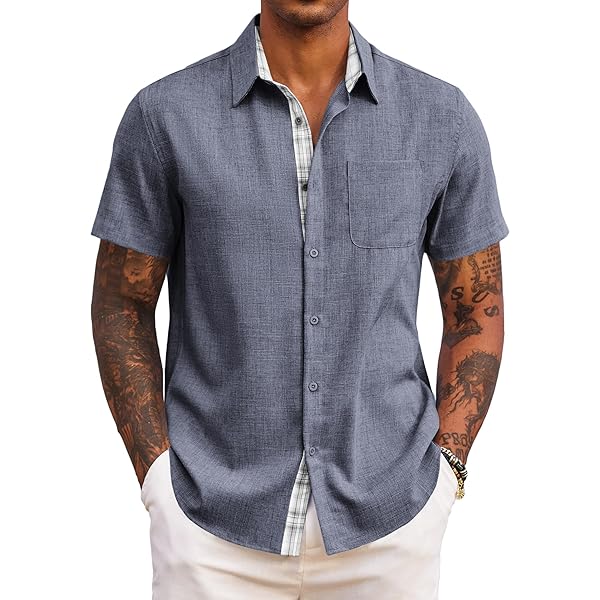 COOFANDY Herenoverhemd Lange Mouw Overhemden met Knoopsluiting Casual Overhemden voor Heren Stretch Zakelijke Herenoverhemden Mode Vrijetijdsoverhemden Regular Fit Legergroen L