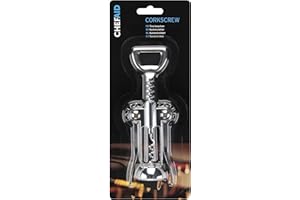 Chef Aid Hebel-Korkenzieher aus Chrom, Traditionelles Design mit Hebelarmen und Spirale, Ideal zum Öffnen von Wein- und Bierflaschen