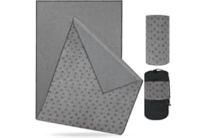 flintronic Telo per Yoga, Antiscivolo Asciugamano da Yoga, 183 * 63cm Morbido Tappetino da yoga, Portable Breathable Mat Towel per Pilates Fitness Bikram (Grigio)