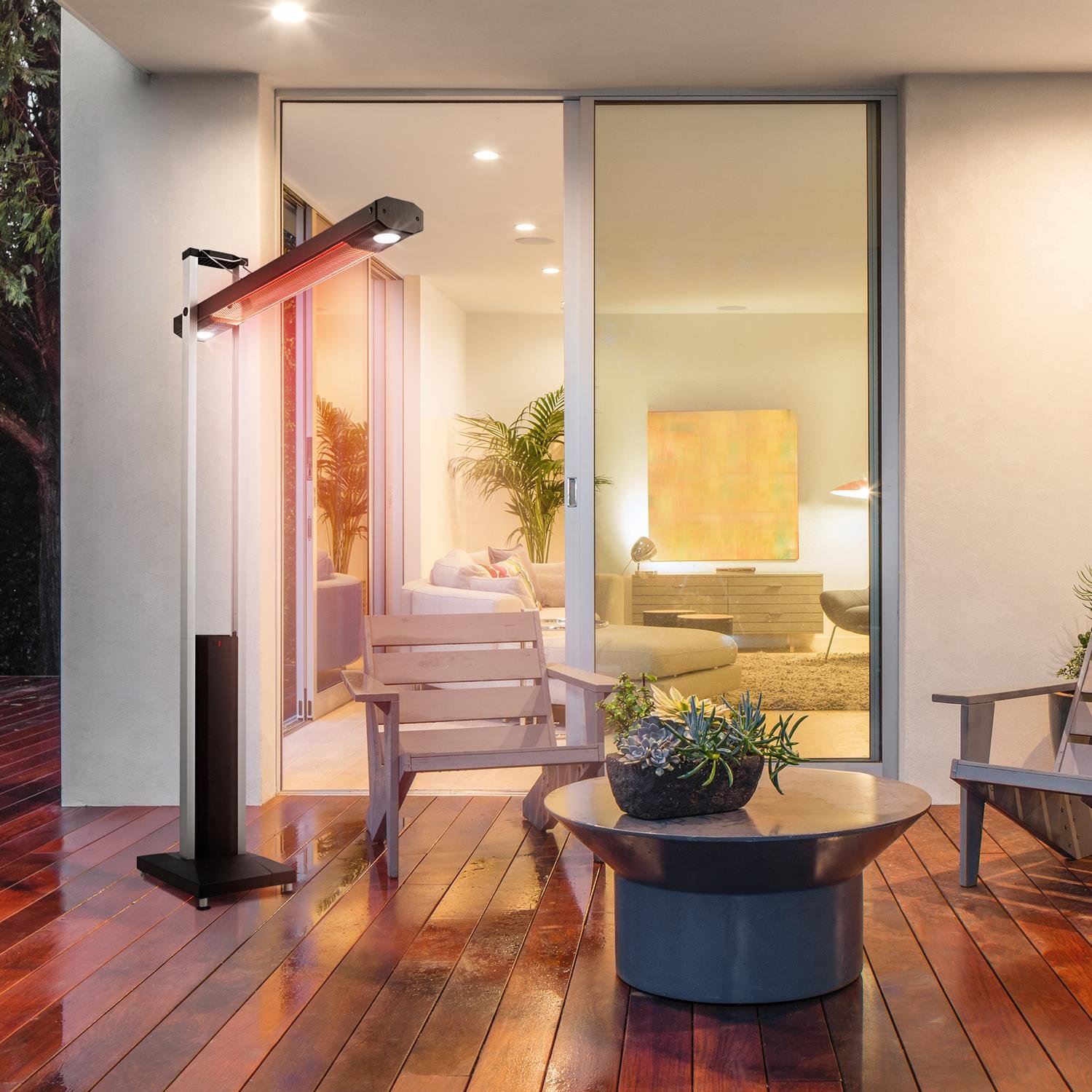 Blumfeldt Aspire Terrassenheizer, Terrassenheizstrahler, Standheizgerät, 1800 Watt, Carbon-Heizröhre, Schwenkarm, Kipp-Schutz, Fernbedienung – Bild 3