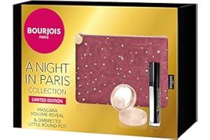 ‎BOURJOIS Bourjois, Pudełko Prezentowe Kobiety Night In Paris Collection Limited Edition, zestaw upominkowy z kopertami, tusz do rzęs objętość Reveal Ultra Black i cień do powiek Round Shade 01