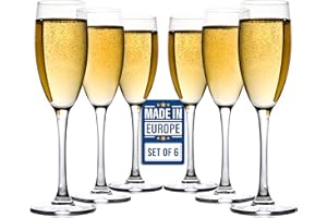 VOLARIUM CRYSTALIA Set 6 Bicchieri Flute Premium in Vetro SENZA PIOMBO per Champagne e Spumante - Calici da Spumante in Cristallo